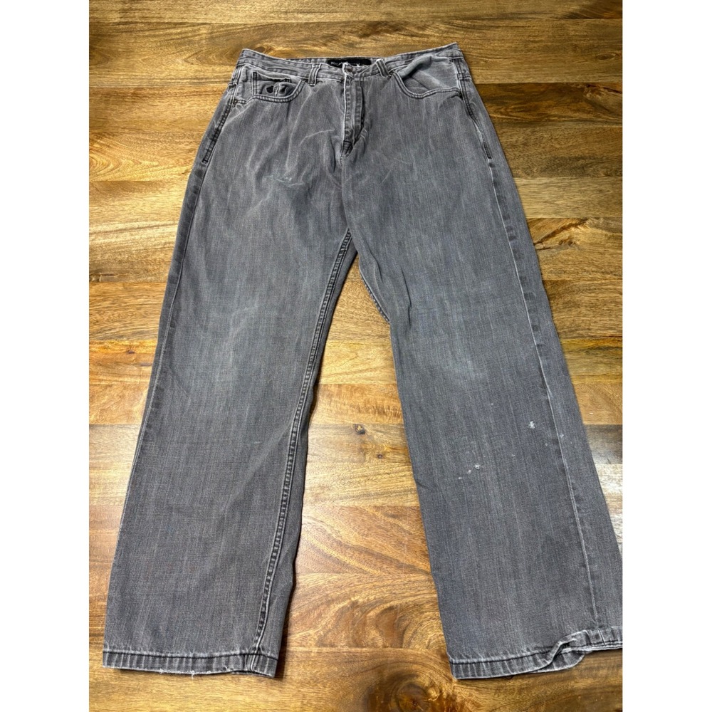Rocawear Mens Original Fit Gray Denim Jeans Size 38 Straight Leg Streetwear Dist